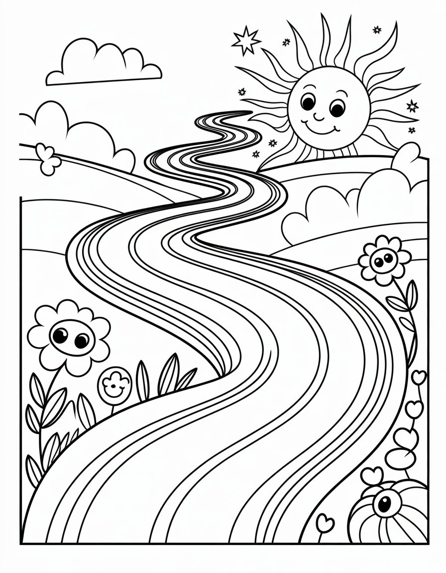 rainbow road coloring page