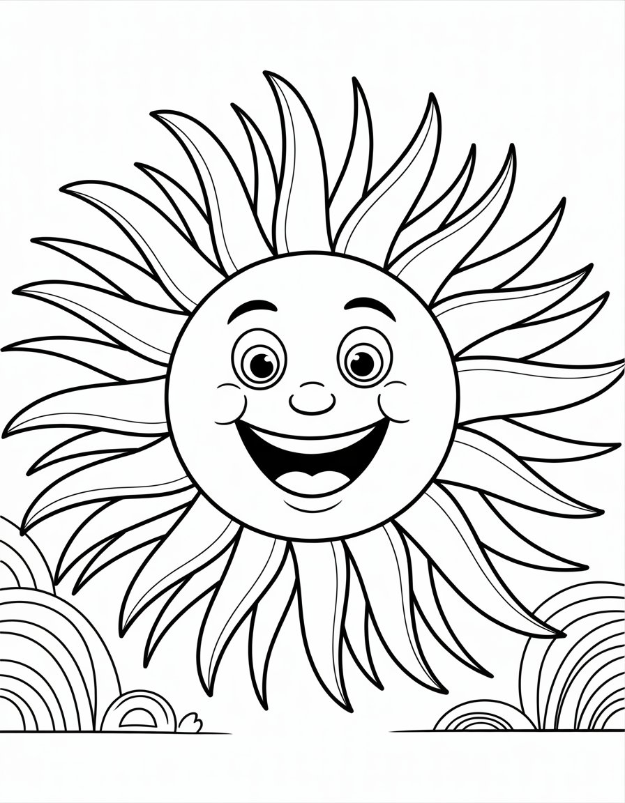 rainbow sun coloring page