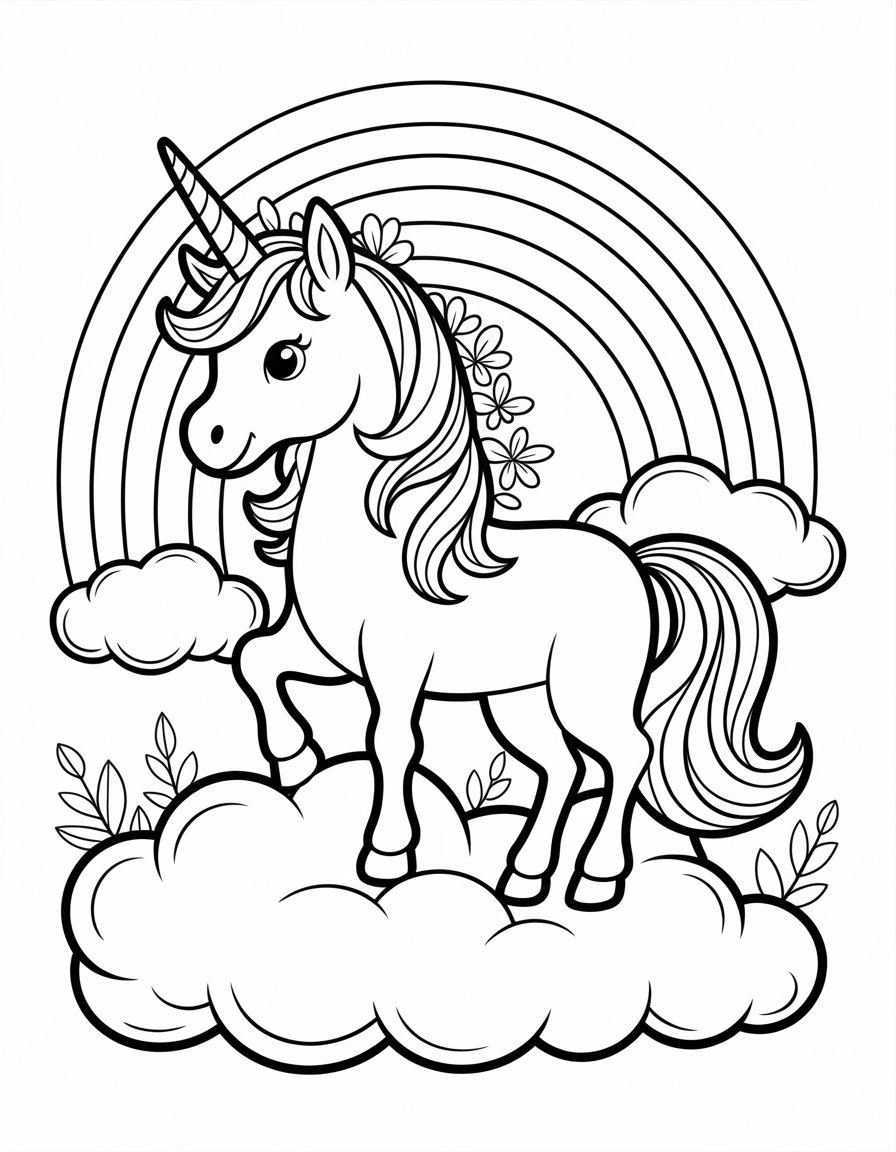 unicorn rainbow coloring page