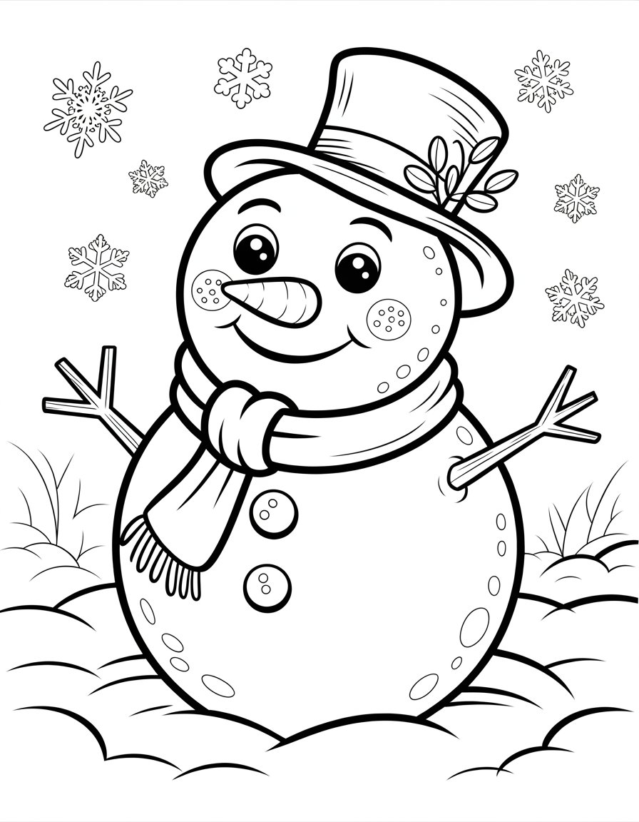 cute snowman coloring page