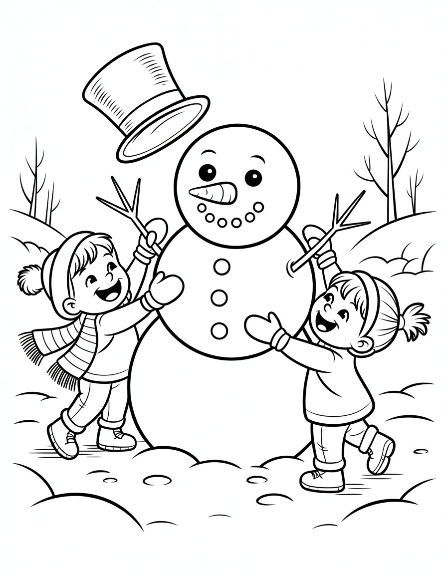 decorate a snowman coloring page
