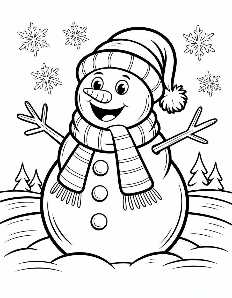 happy snowman coloring page