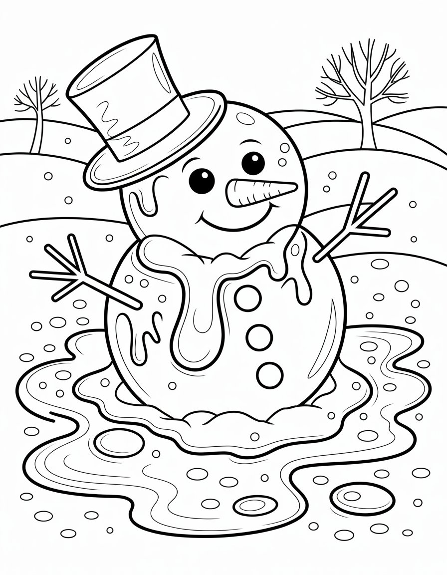 melted snowman coloring page