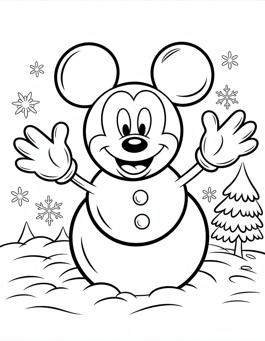 mickey mouse snowman coloring page