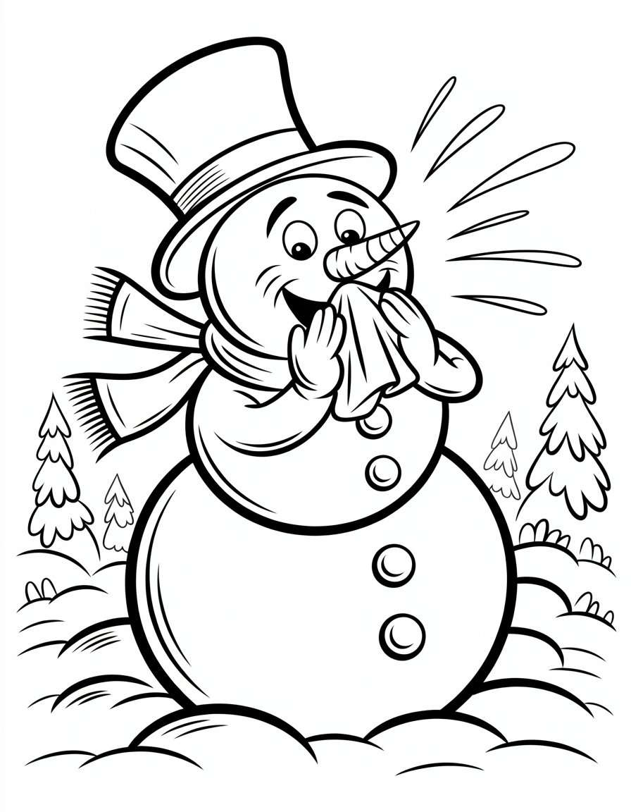 sneezy the snowman coloring page