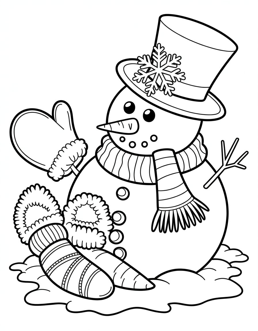 snowman accessories coloring page