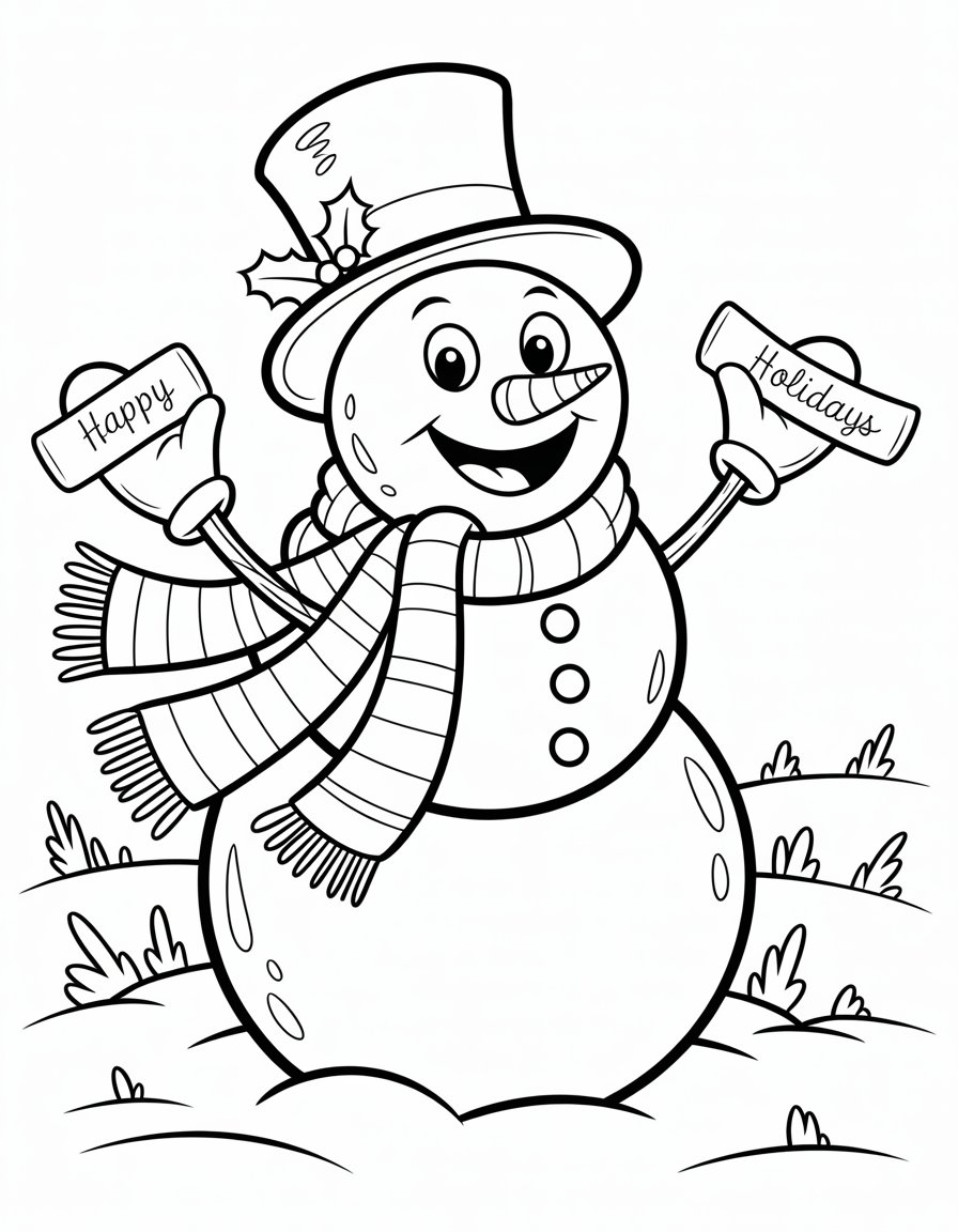 snowman cartoon coloring page