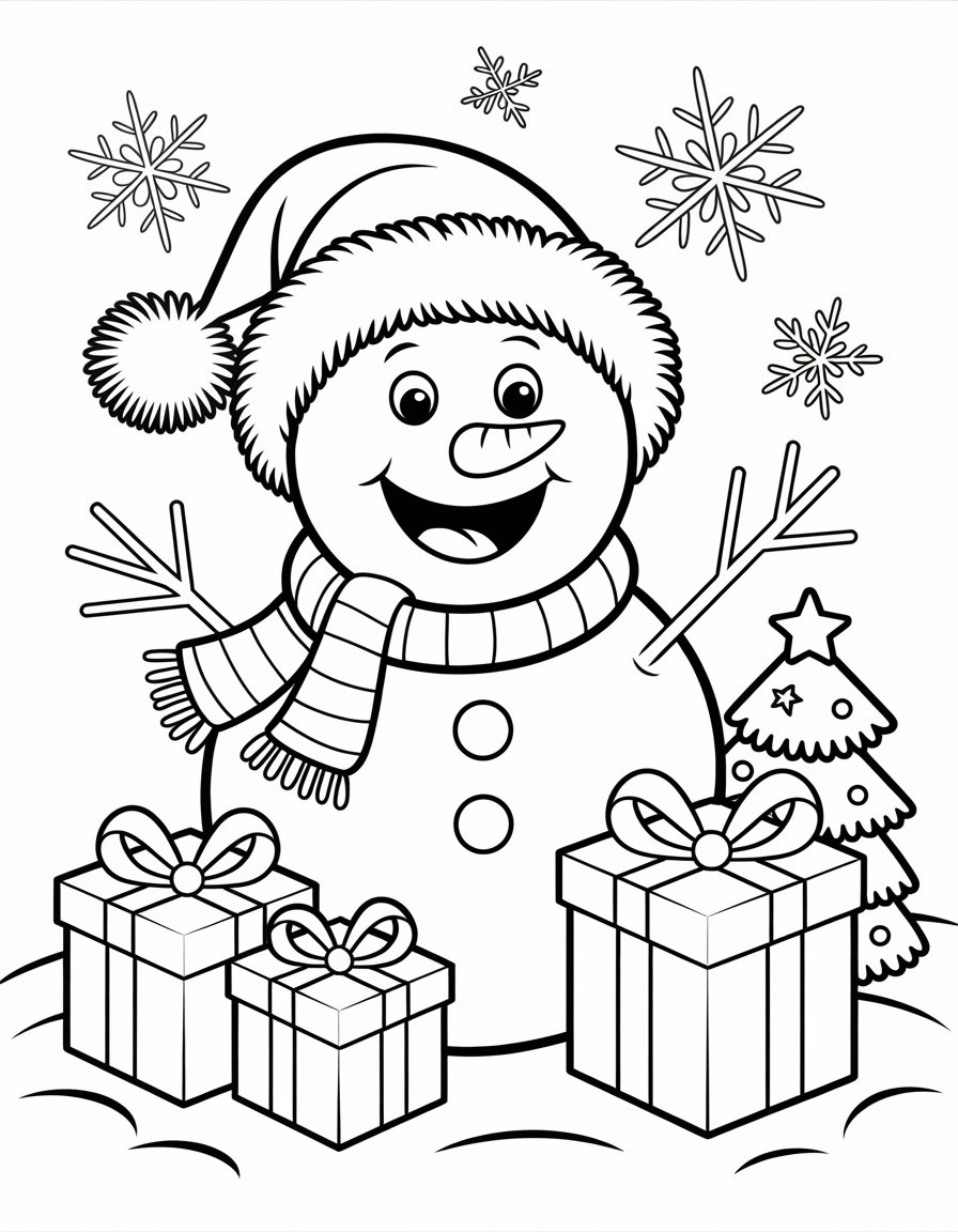 snowman christmas coloring page
