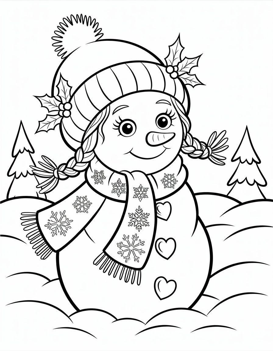 snowman girl coloring page
