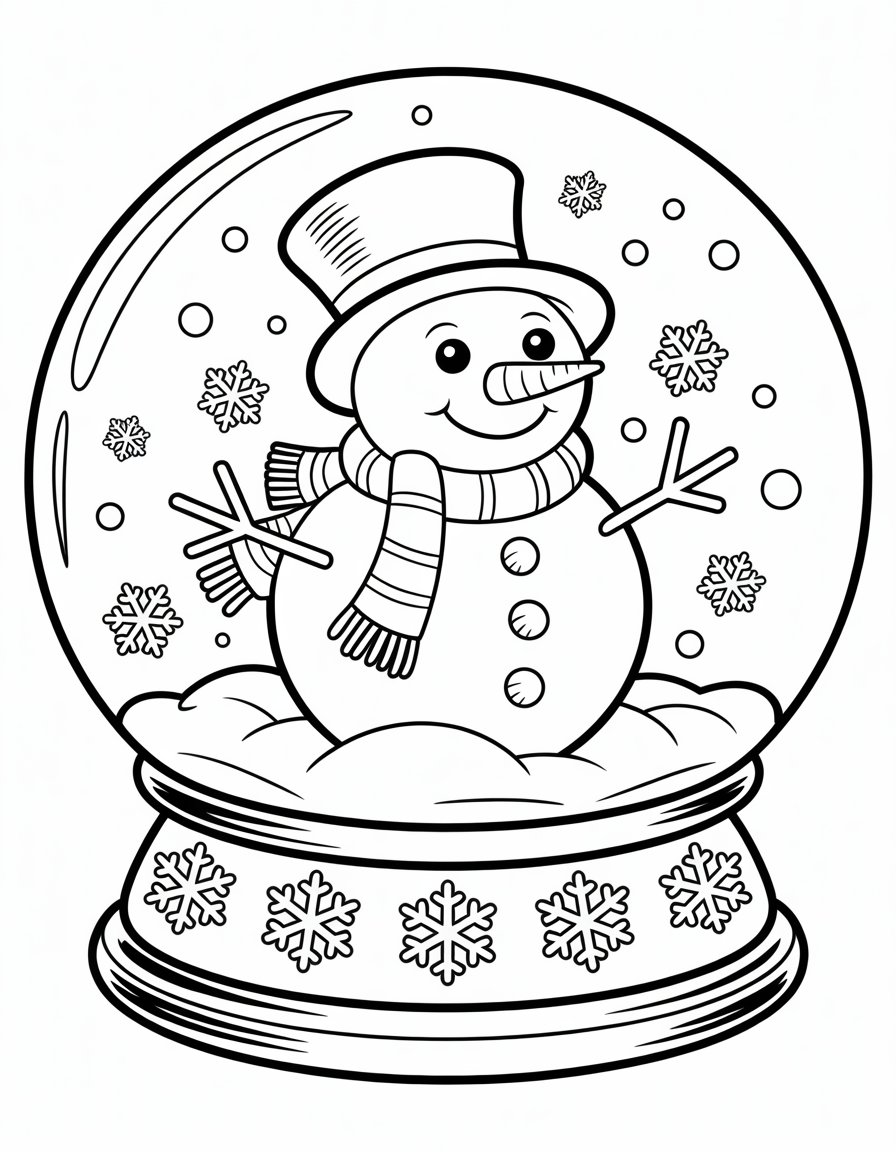 snowman globe coloring page