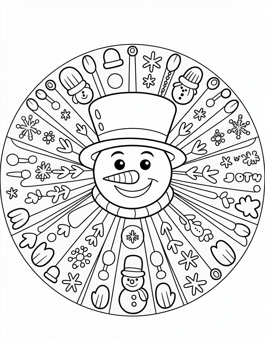 snowman mandala coloring page