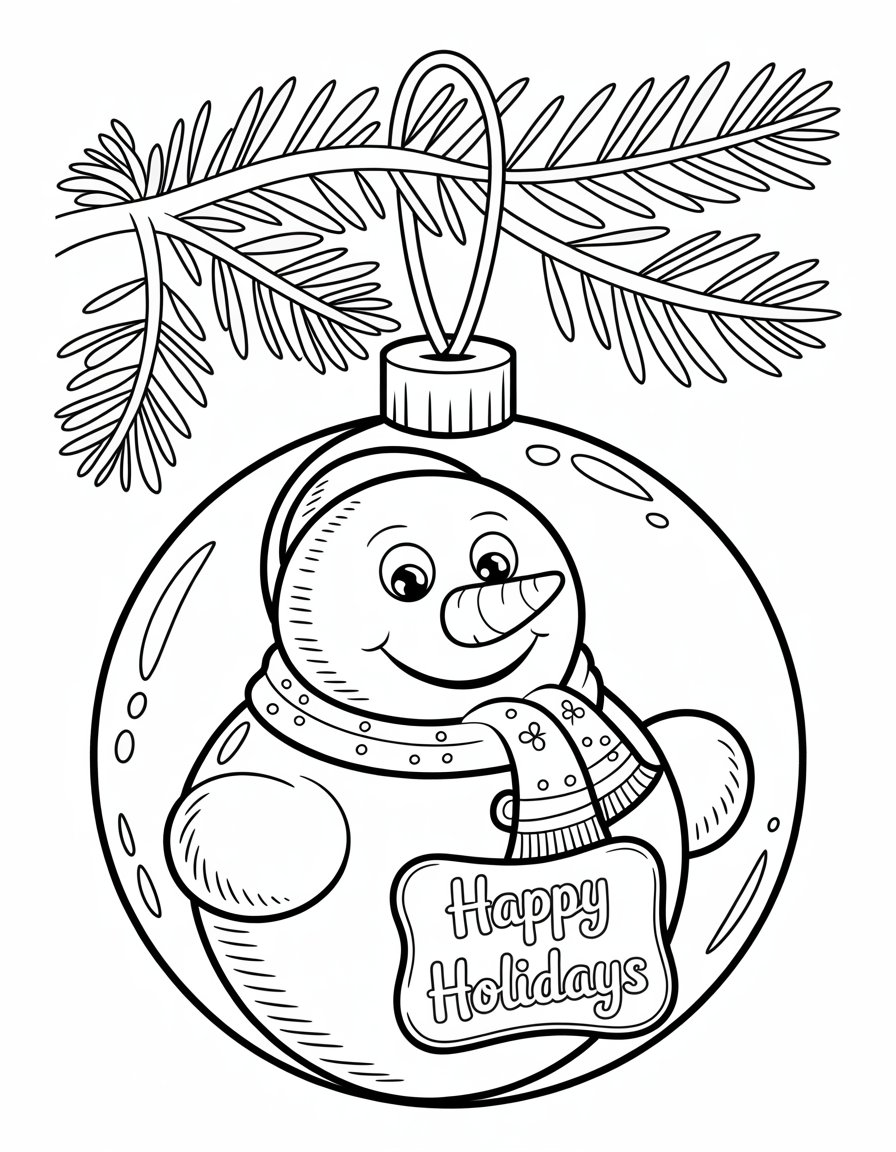 snowman ornament coloring page