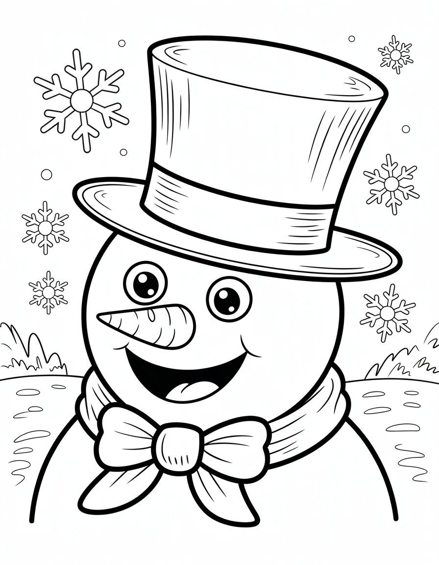 snowman top hat coloring page