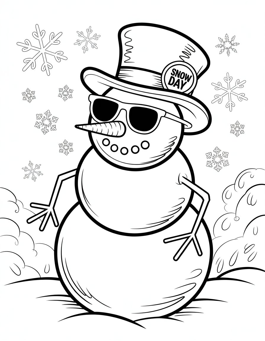 snowman with sunglasses coloring page