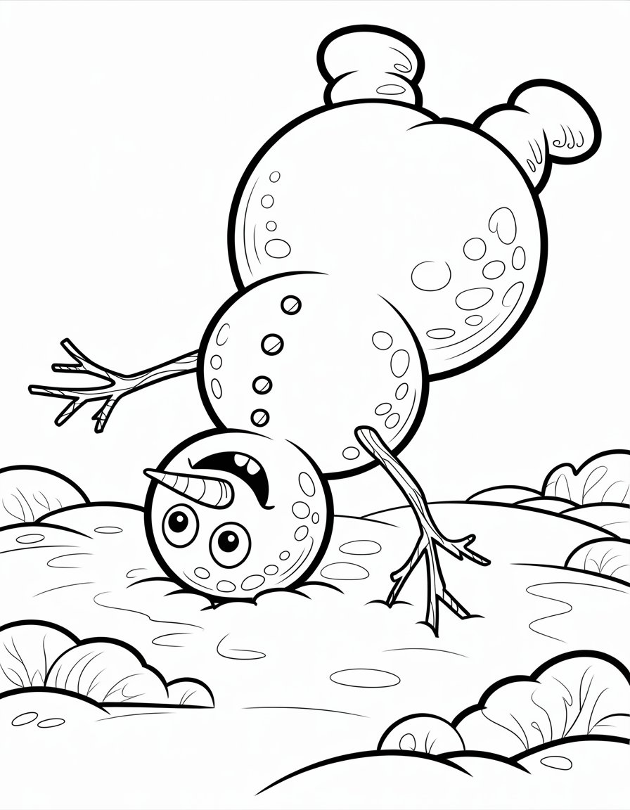 upside down snowman coloring page