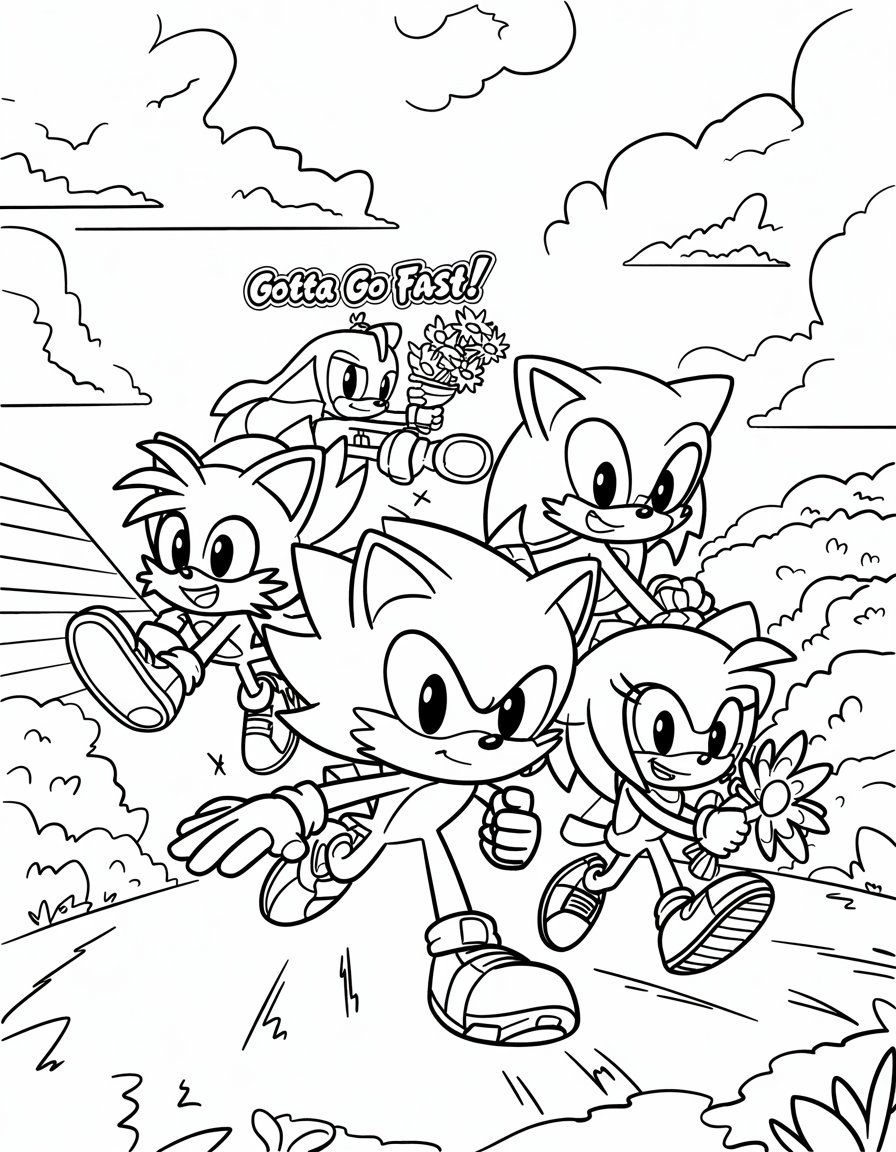 all sonic characters coloring page