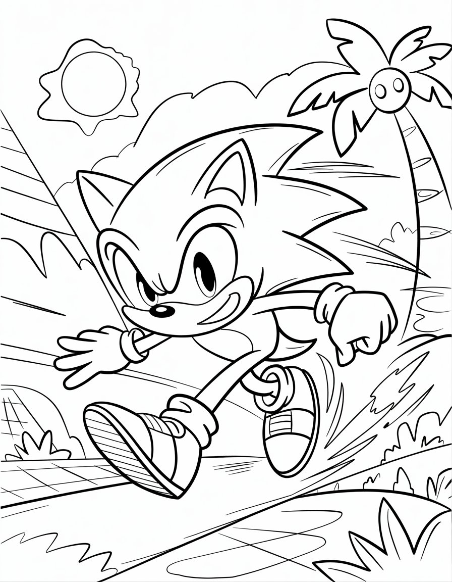classic sonic running coloring page