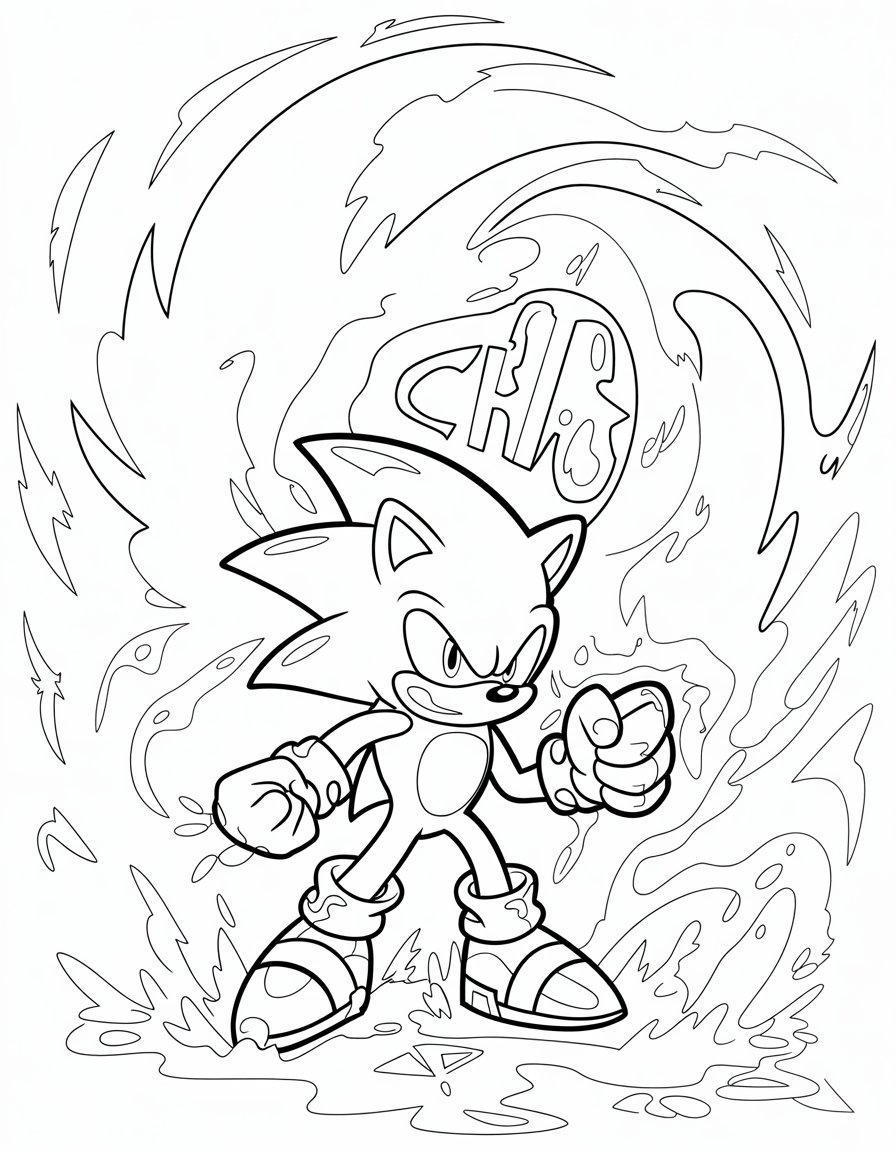 dark super sonic coloring page