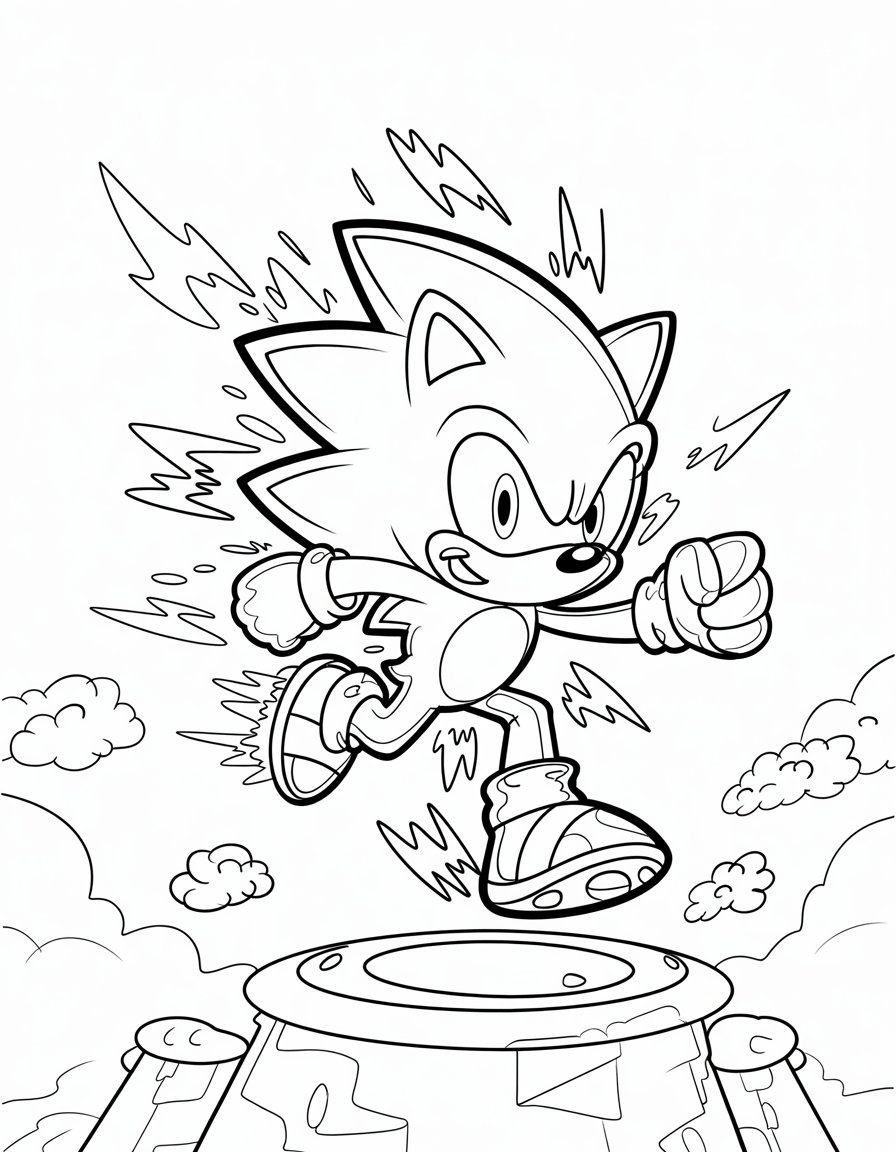 gold super sonic coloring page