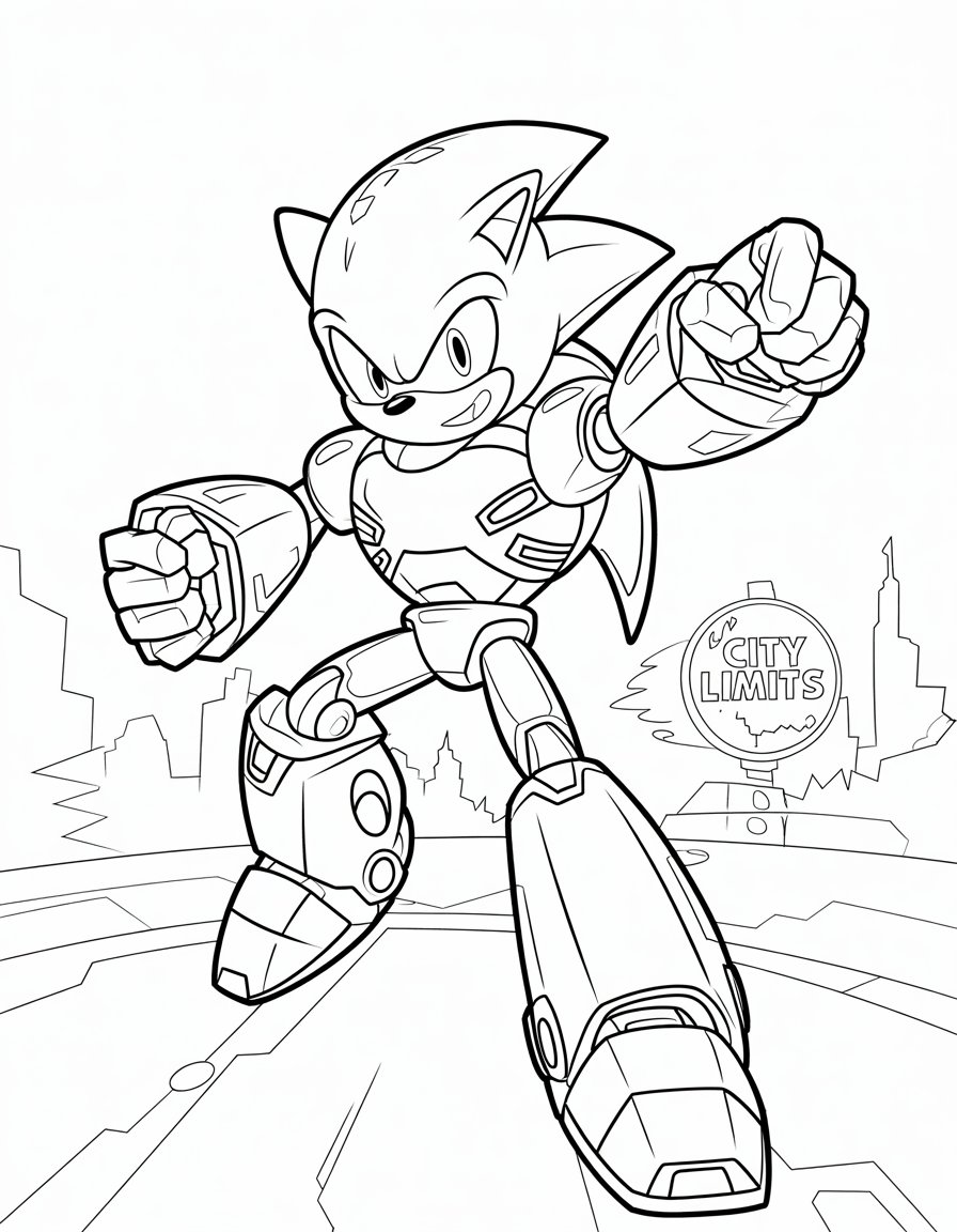 mecha sonic coloring page