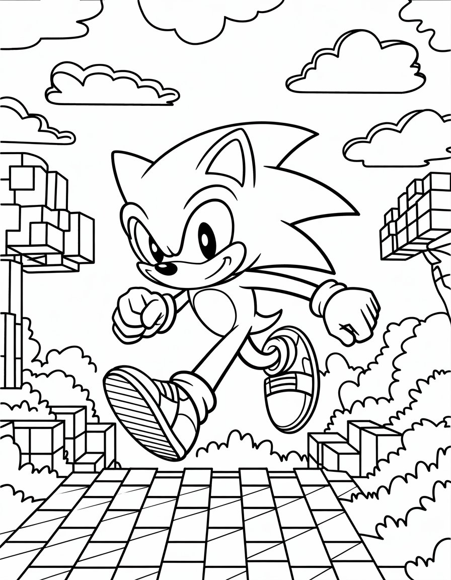 minecraft sonic coloring page