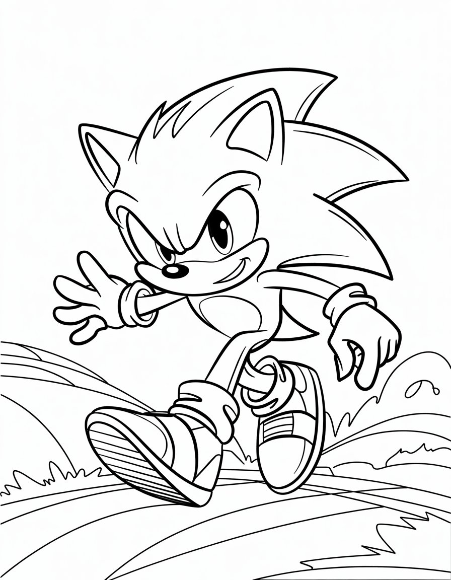 realistic sonic coloring page