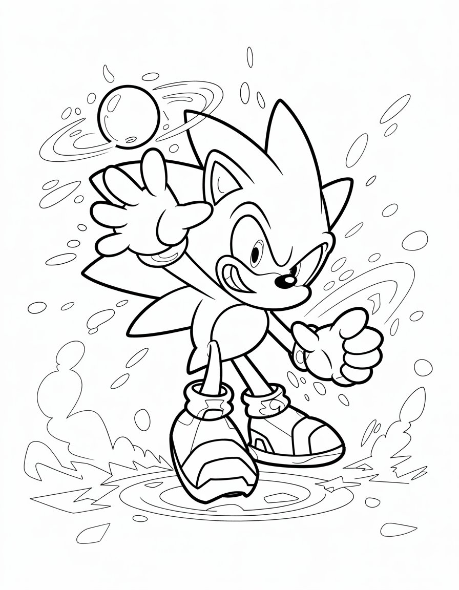 silver sonic coloring page