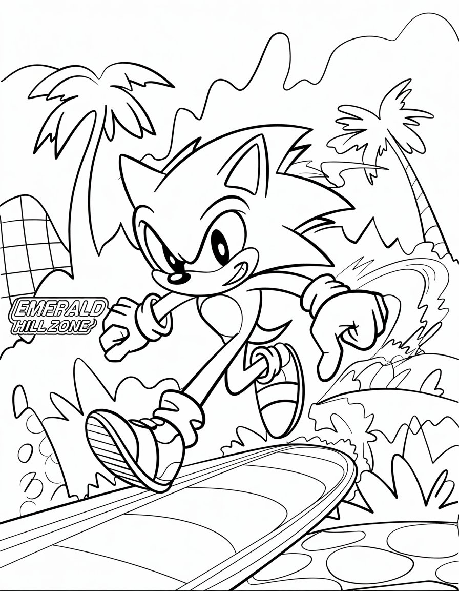 sonic 2 coloring page