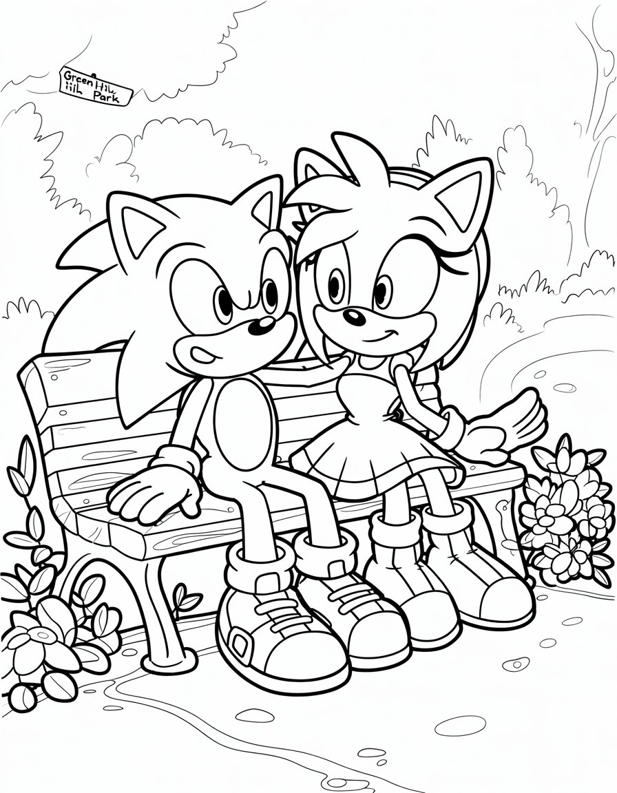 sonic and amy coloring page
