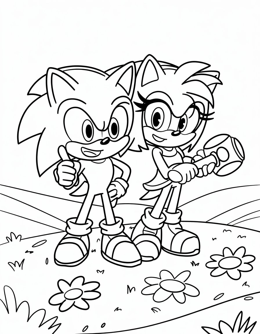 sonic and amy rose coloring page
