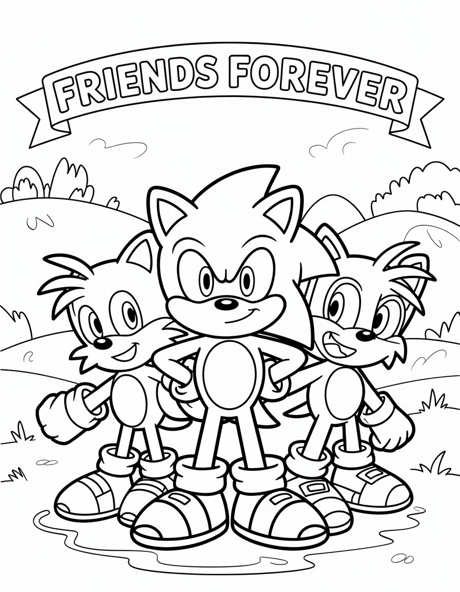 sonic and friends coloring page