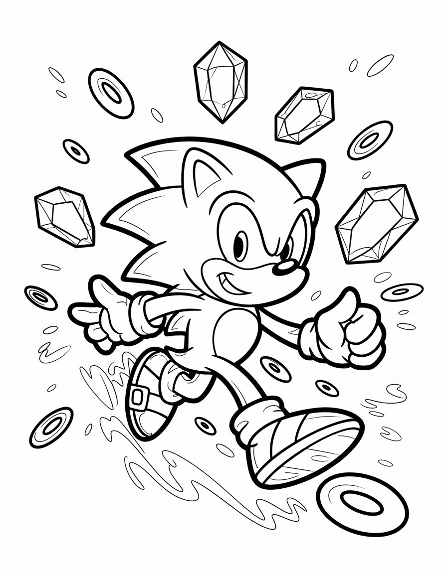 sonic chaos emeralds coloring page