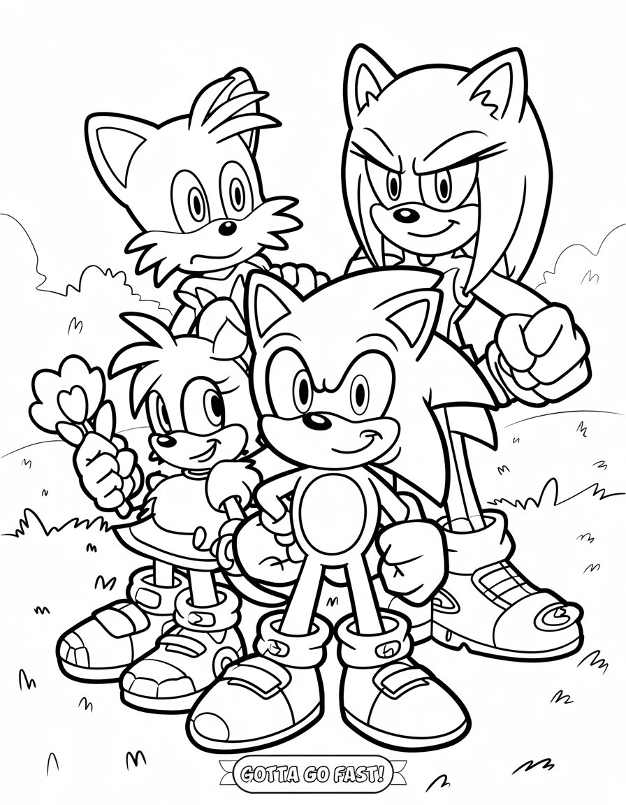sonic characters coloring page