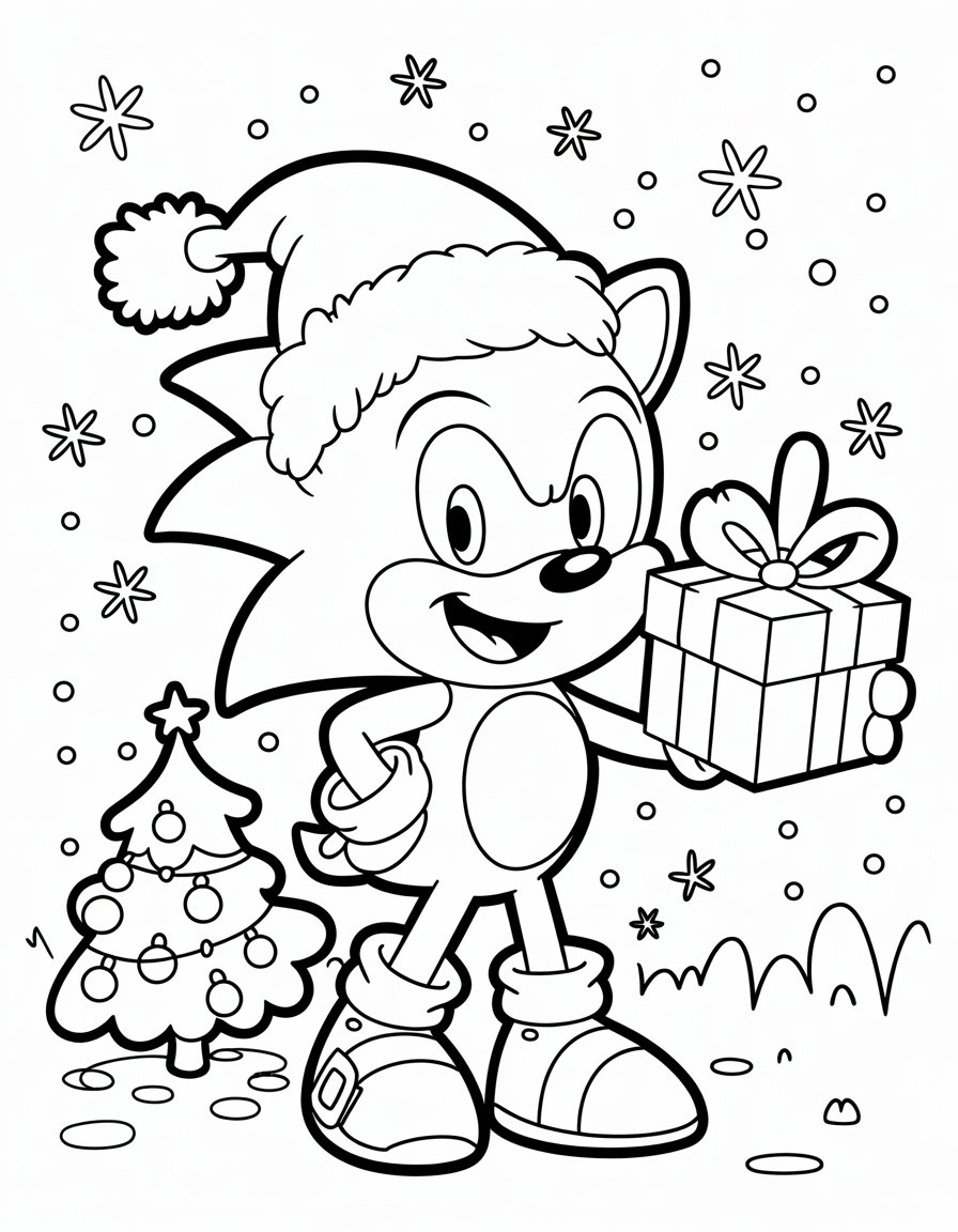 sonic christmas coloring page