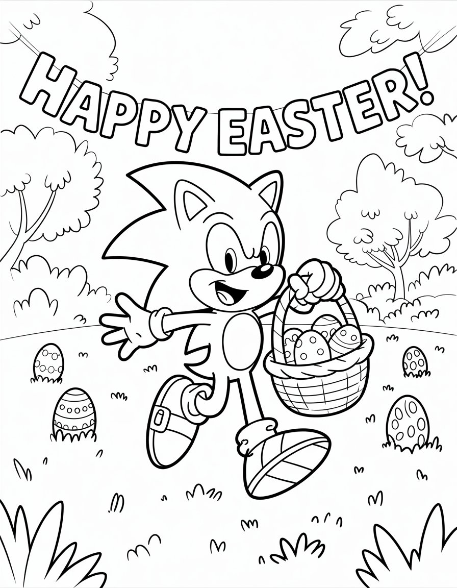 sonic easter coloring page