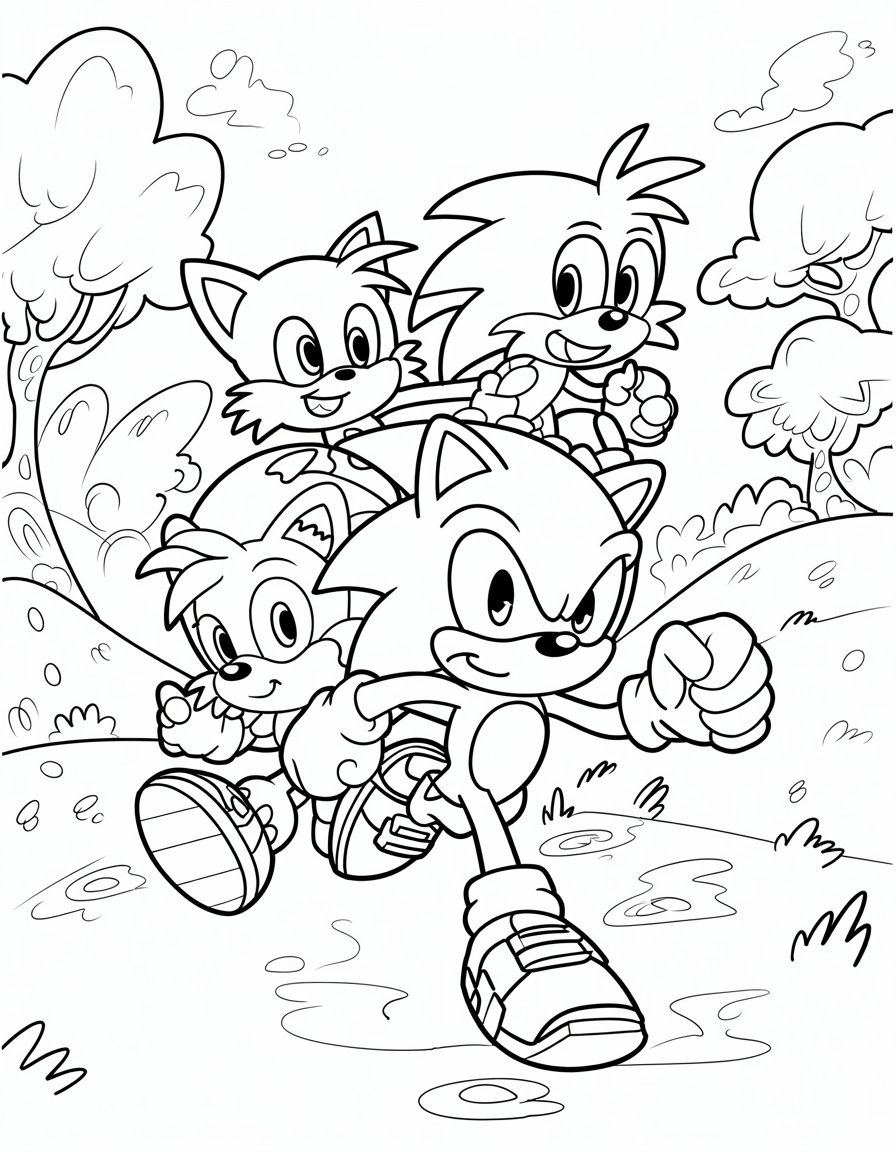 sonic tails and knuckles coloring page