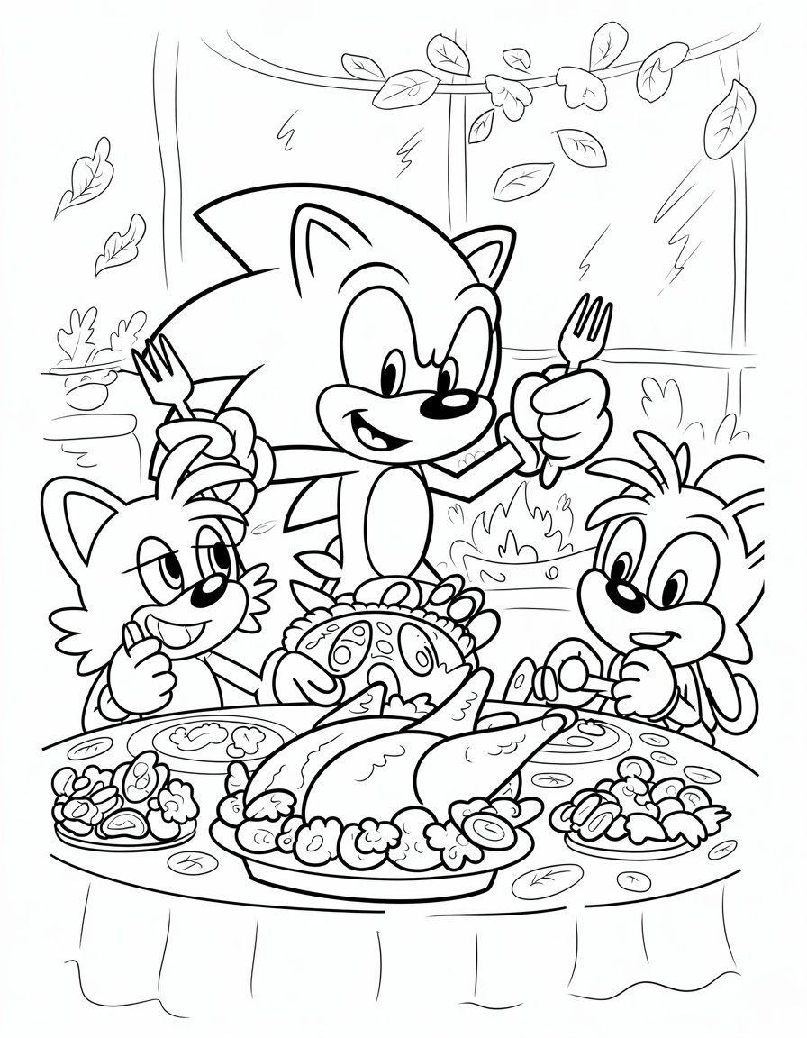 sonic thanksgiving coloring page