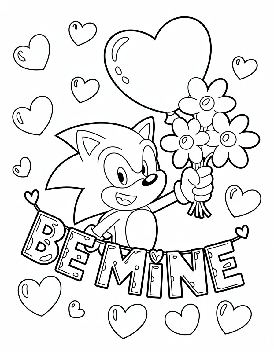 sonic valentine coloring page