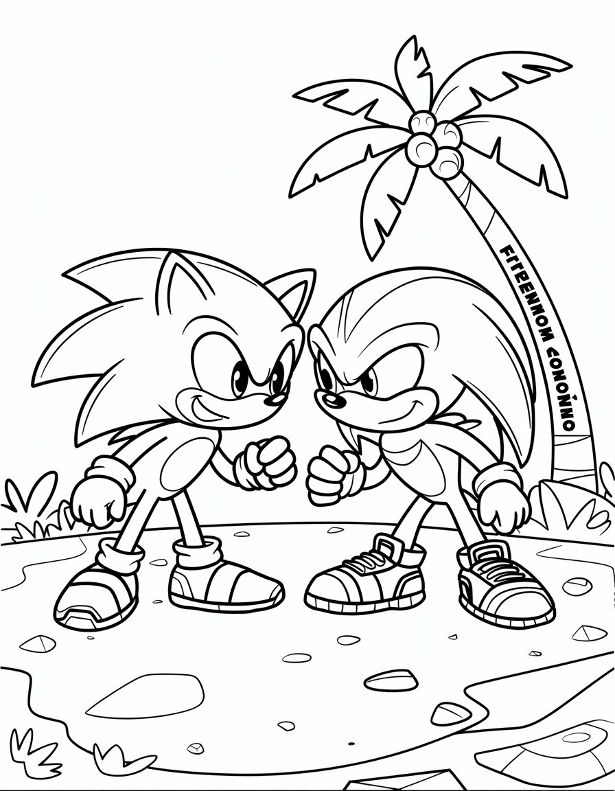 sonic vs knuckles coloring page