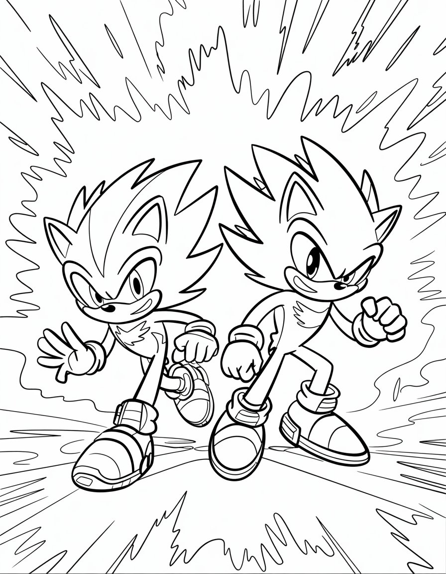 super sonic and super shadow coloring page