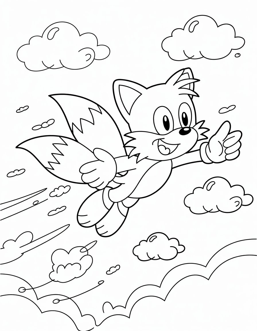 tails sonic coloring page