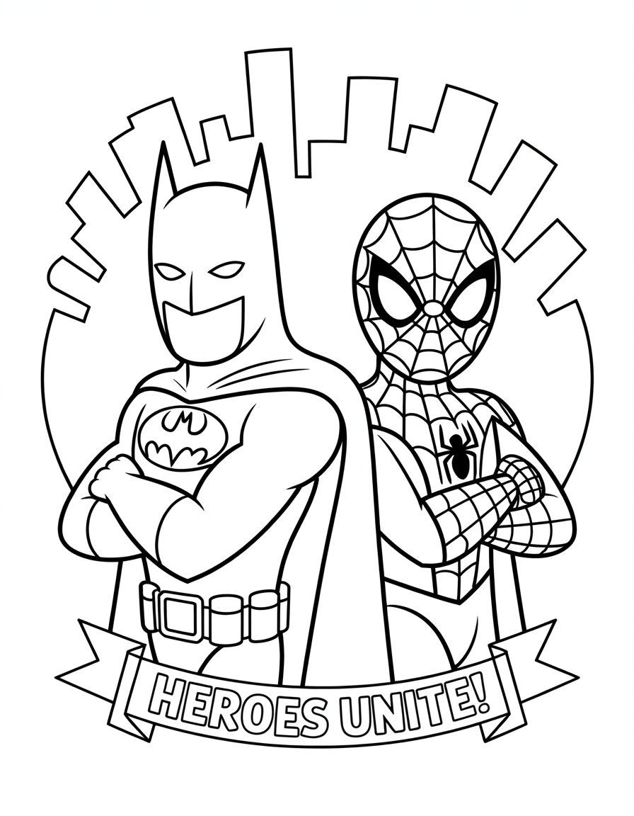 batman and spiderman coloring page