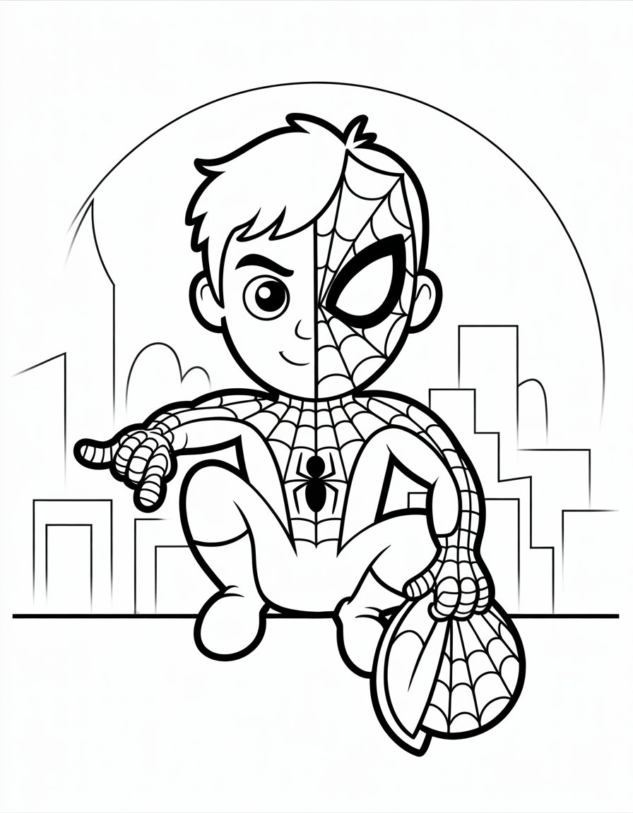 peter parker spiderman coloring page