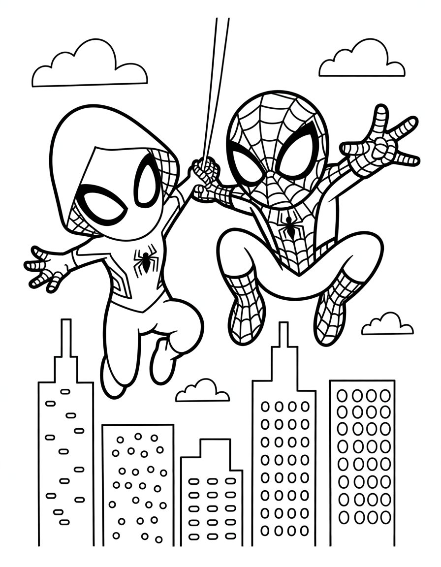 spiderman and ghost spider coloring page