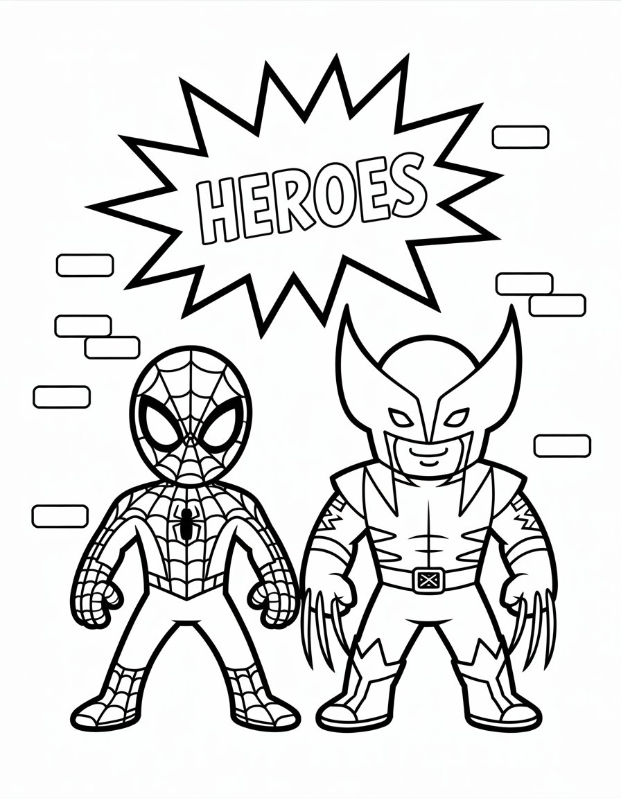spiderman and wolverine coloring page