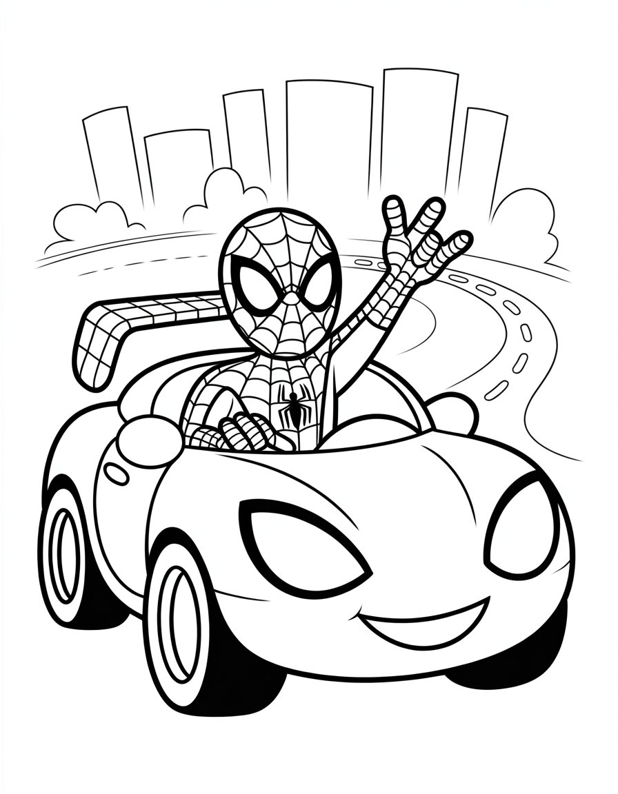 spiderman car coloring page