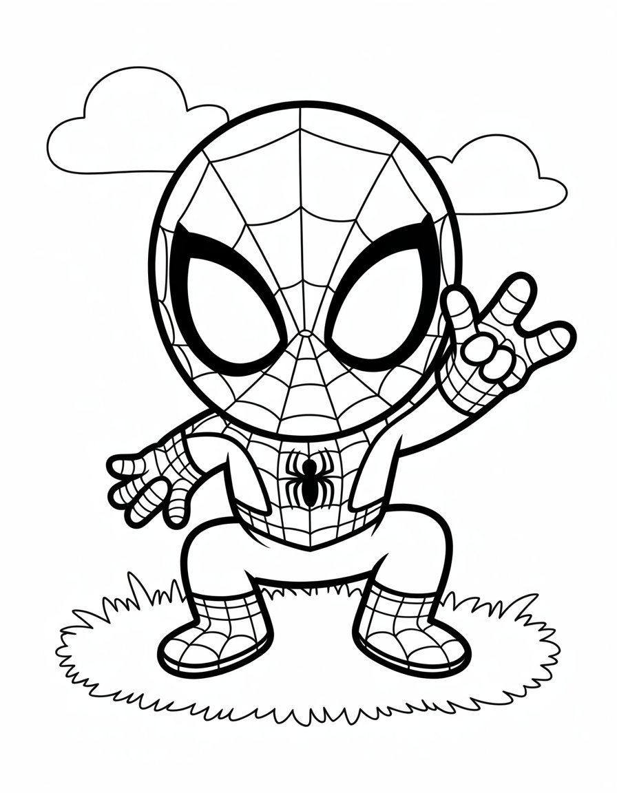 spiderman cartoon coloring page