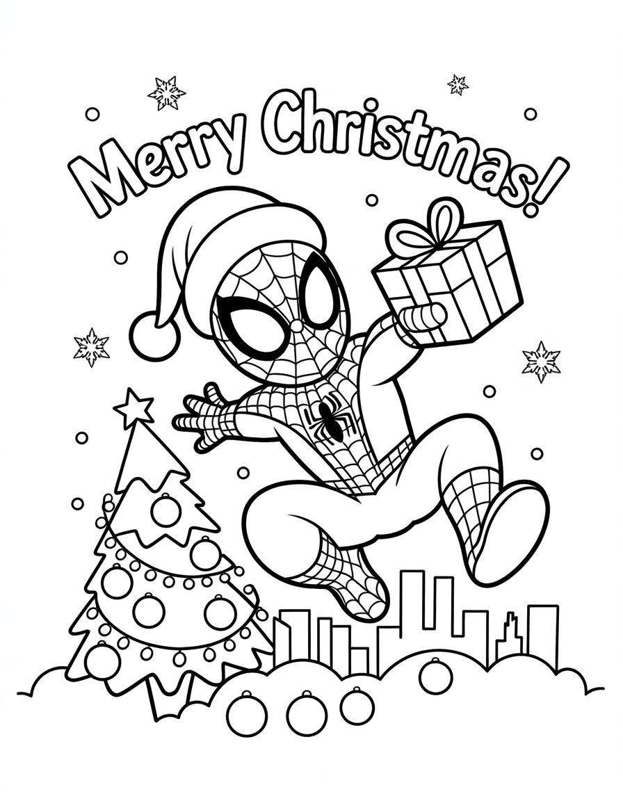 spiderman christmas coloring page