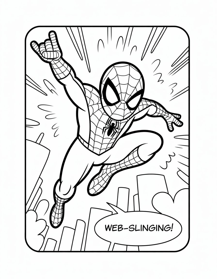 spiderman comic coloring page