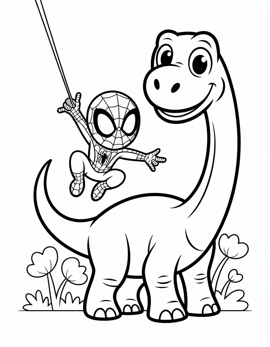 spiderman dinosaur coloring page
